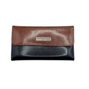 Donna Karan Wallet Clutch Leather Purse Black Brown Genuine Crafted Women's